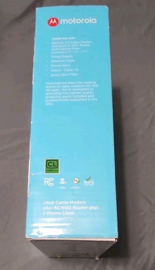 Motorola 24×8 Cable Modem + AC1900 WiFi Router + 2 Phone Line for Xfinity MT7711