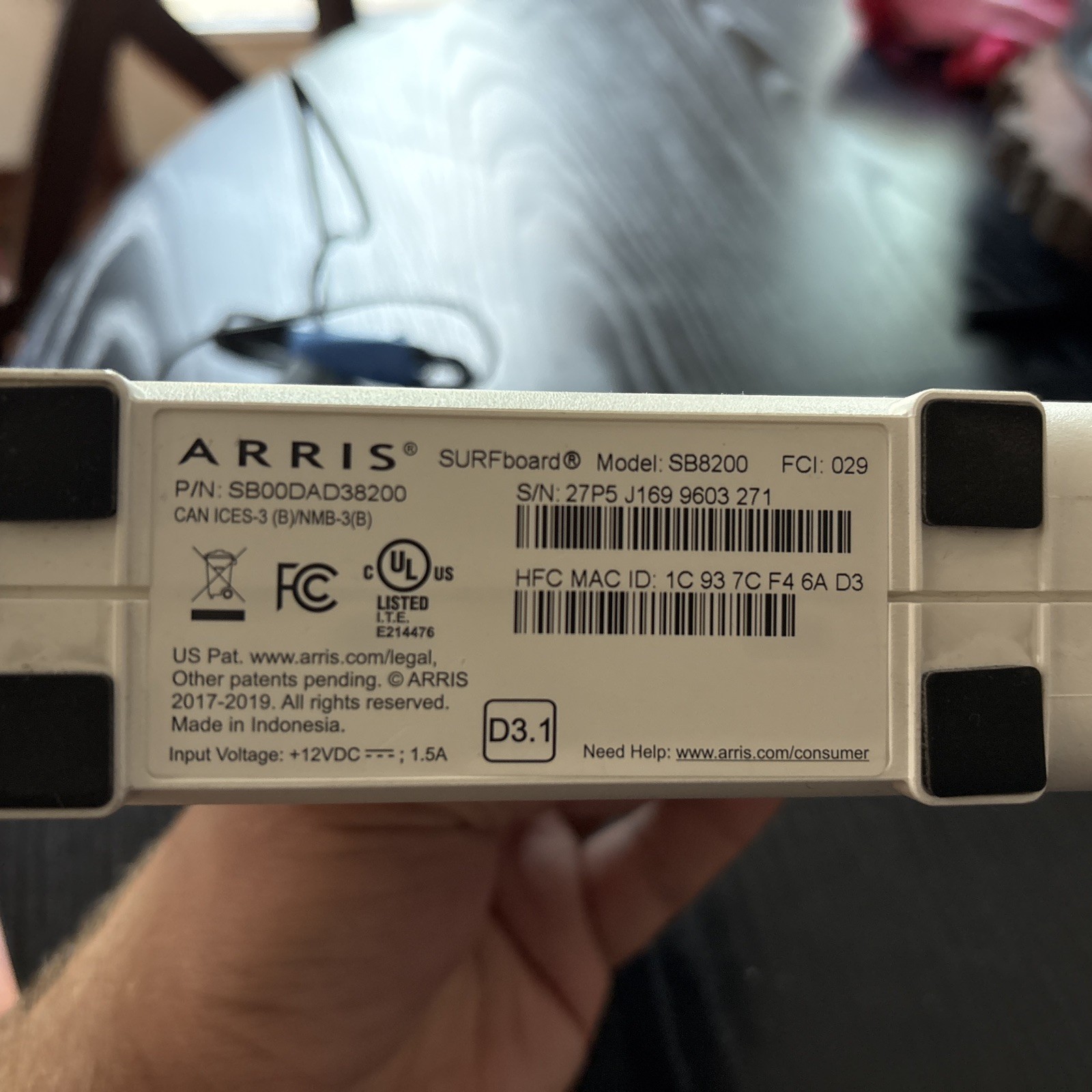 ARRIS SURFboard SB8200 DOCSIS 3.1 10 Gbps Cable Modem Dual Gigabit Ethernet Port