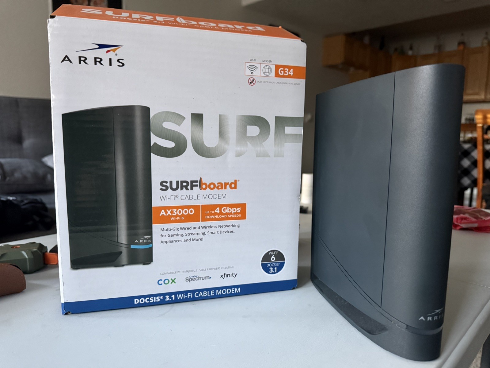 ARRIS Surfboard G34 DOCSIS 3.1 Modem & Router AX3000 Comcast Xfinity, Cox, Etc.