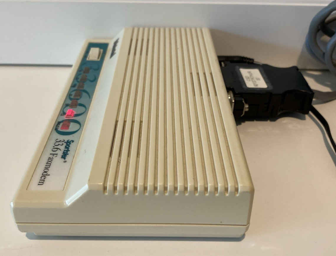 Vtg US Robotics Sportster 33.6 Faxmodem 0459 with Cable and AC Adapter Powers On