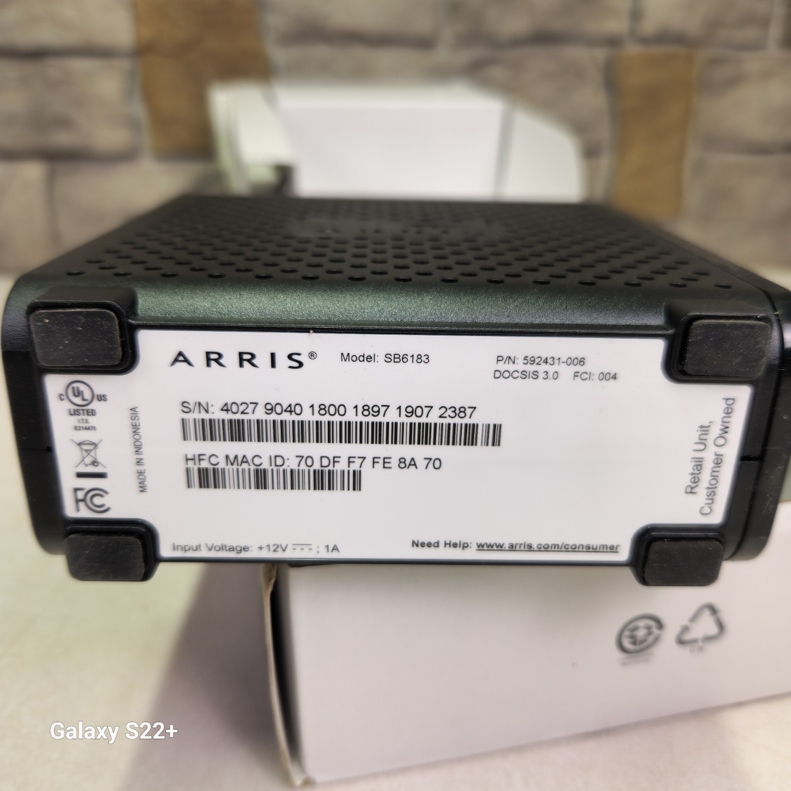 ARRIS SURFboard SB6183 DOCSIS 3.0 Cable Modem CIB Xfinity Spectrum Cox Tested