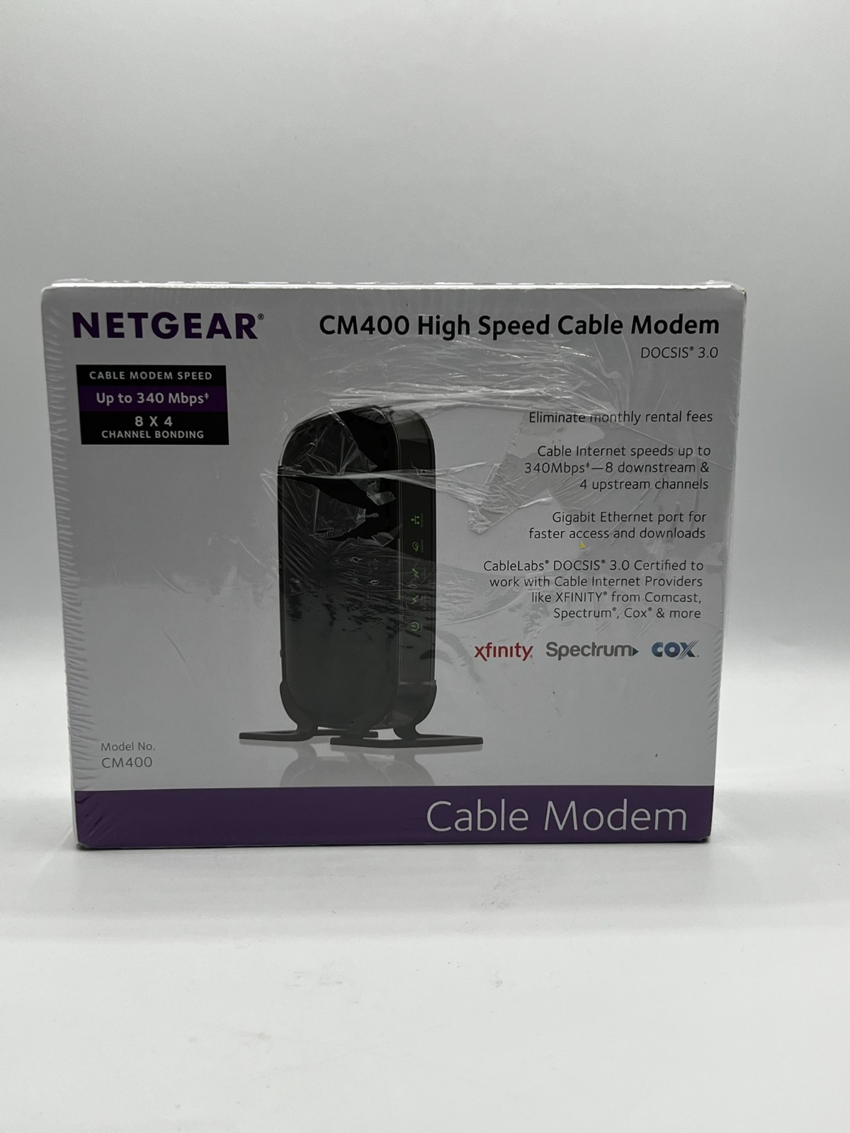 Netgear CM400 Docsis 3.0 Cable Modem New Tear on Plastic Cover