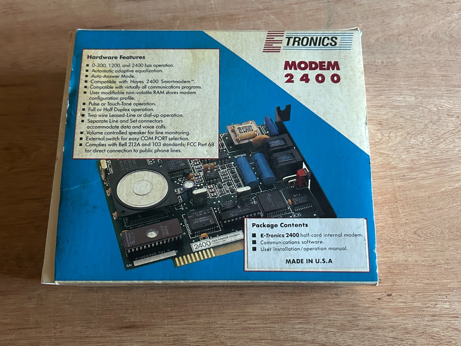 Etronics 2400 Internal Modem Half Card New Open Box USA Vintage Obsolete
