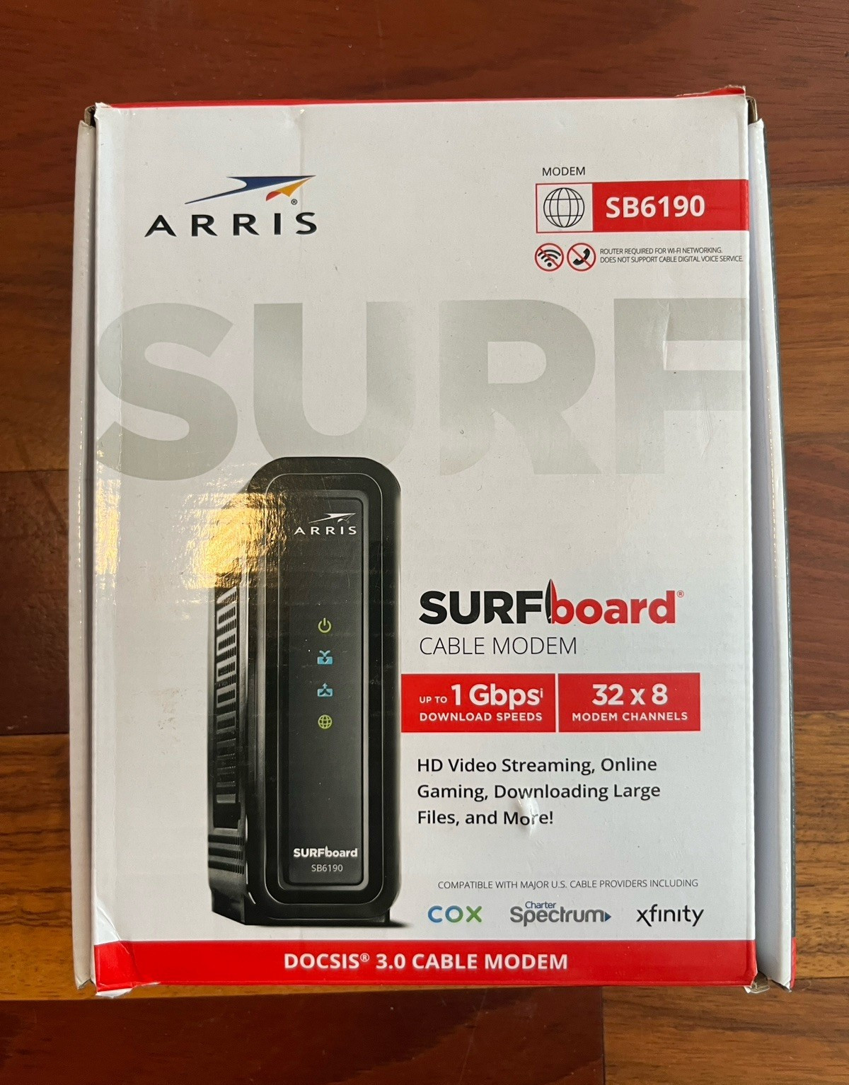 ARRIS SURFboard SB6190 DOCSIS 3.0 Cable Modem 32×8 1Gbps Black