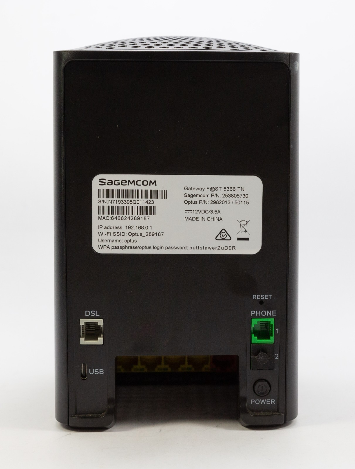 Optus Sagemcom F@ST 5366 TN NBN WiFi Modem Router Boxed Complete Working VGC