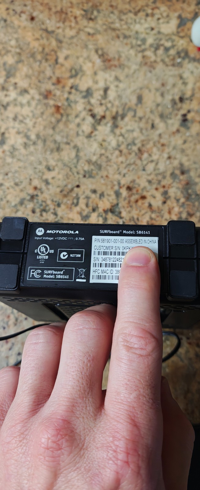 ARRIS SURFboard SB6141 DOCSIS 3.0 Cable Modem Black p/n 581901-001-00