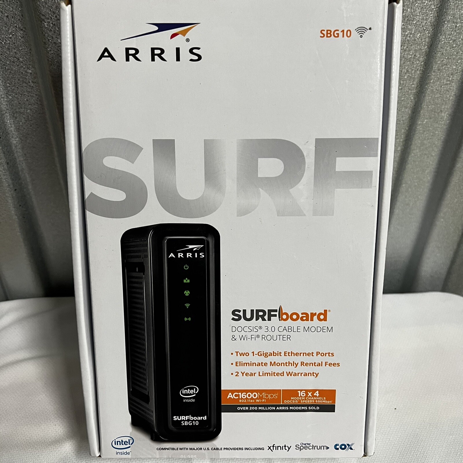 ARRIS Surfboard SBG10 Docsis 3.0 Cable Modem Wi-Fi Router AC1600 New Open Box
