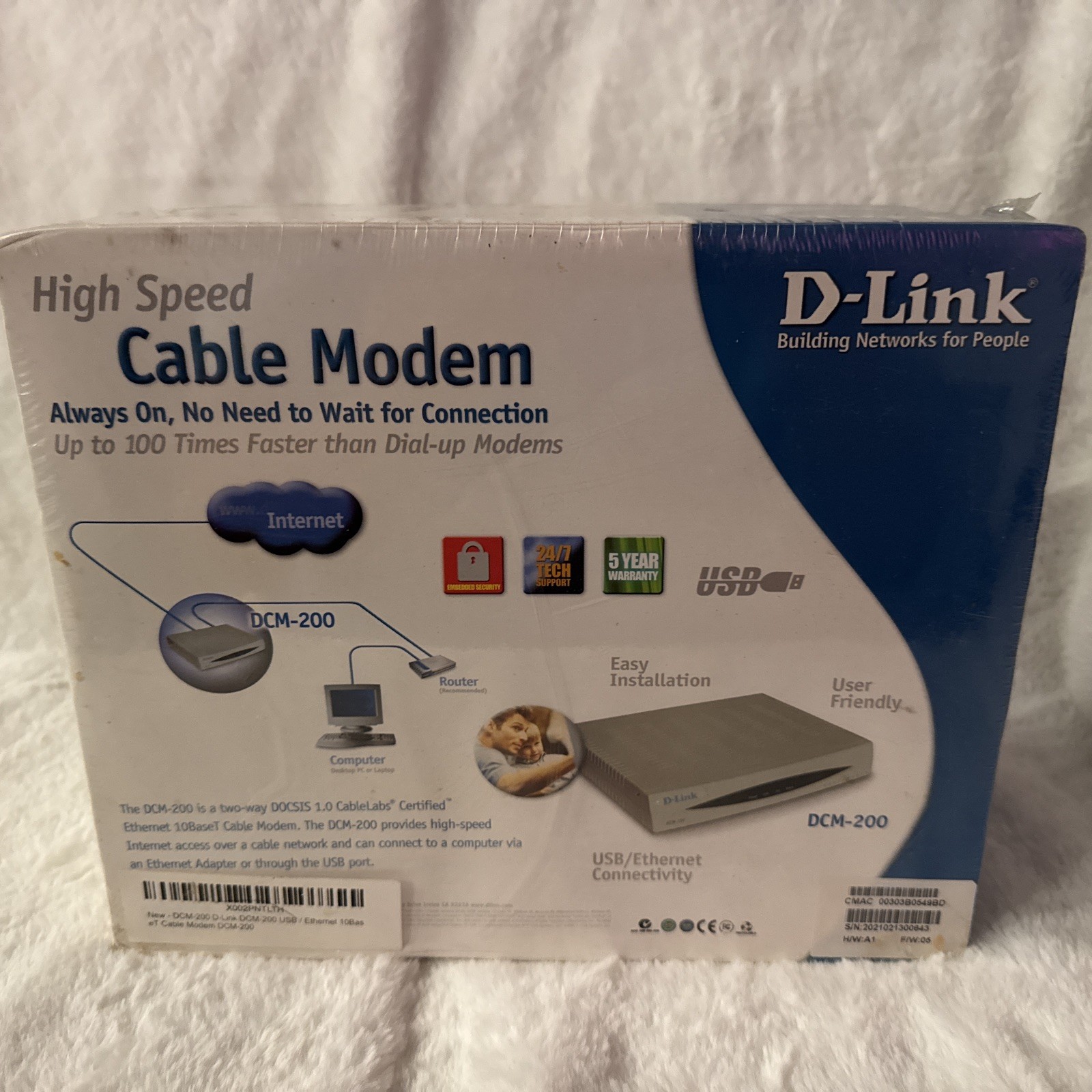 D-Link High Speed Cable Modem DCM-200 DLink D Link Ethernet and USB Connectivity