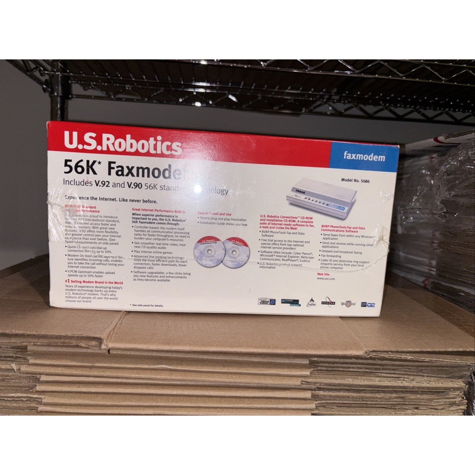 U.S. Robotics 56K External Fax Modem V.92 V.90 Model 5686 New Factory Sealed