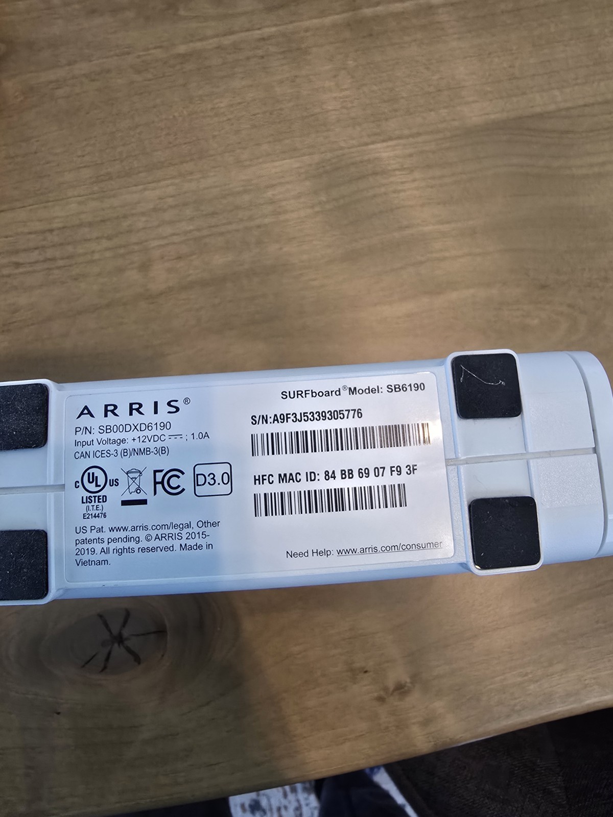 ARRIS Surfboard SB6190-RB DOCSIS 3.0 Cable Modem, White Open Box, Functional