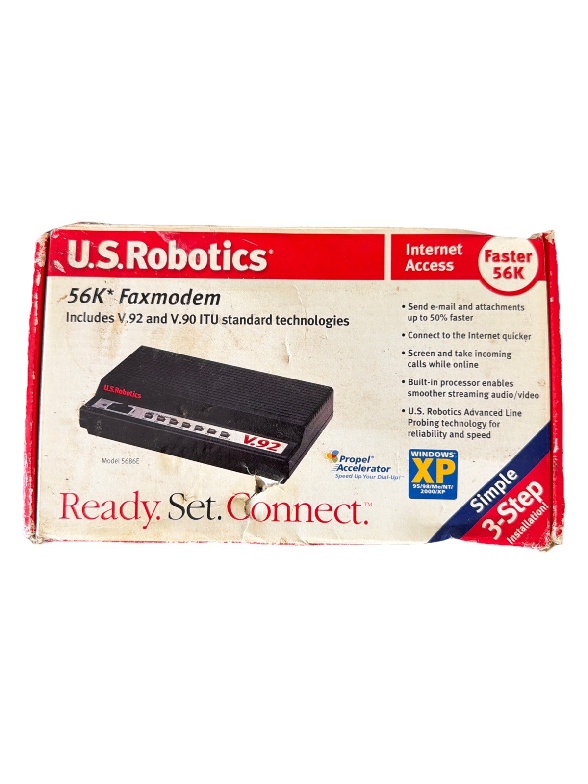 U.S. Robotics 5686E External 56K Faxmodem w/ Adapter V.92 & V.90 – New, Open Box