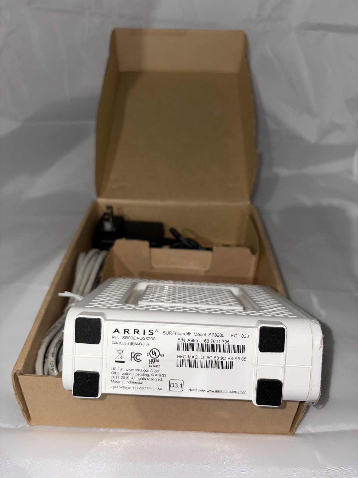 ARRIS SURFboard SB8200 DOCSIS 3.1 Multi‑Gig Cable Modem 2x 1Gbps Ethernet Port