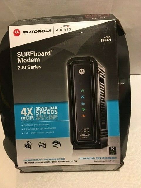 ARRIS SURFboard SB6121 DOCSIS 3.0 Cable Modem 4×4 Motorola with power and cable