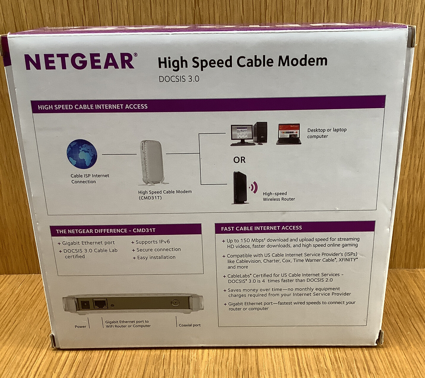 NETGEAR DOCSIS 3.0 Cable Modem, Fast Speed Xfinity , Time Warner New Open Box