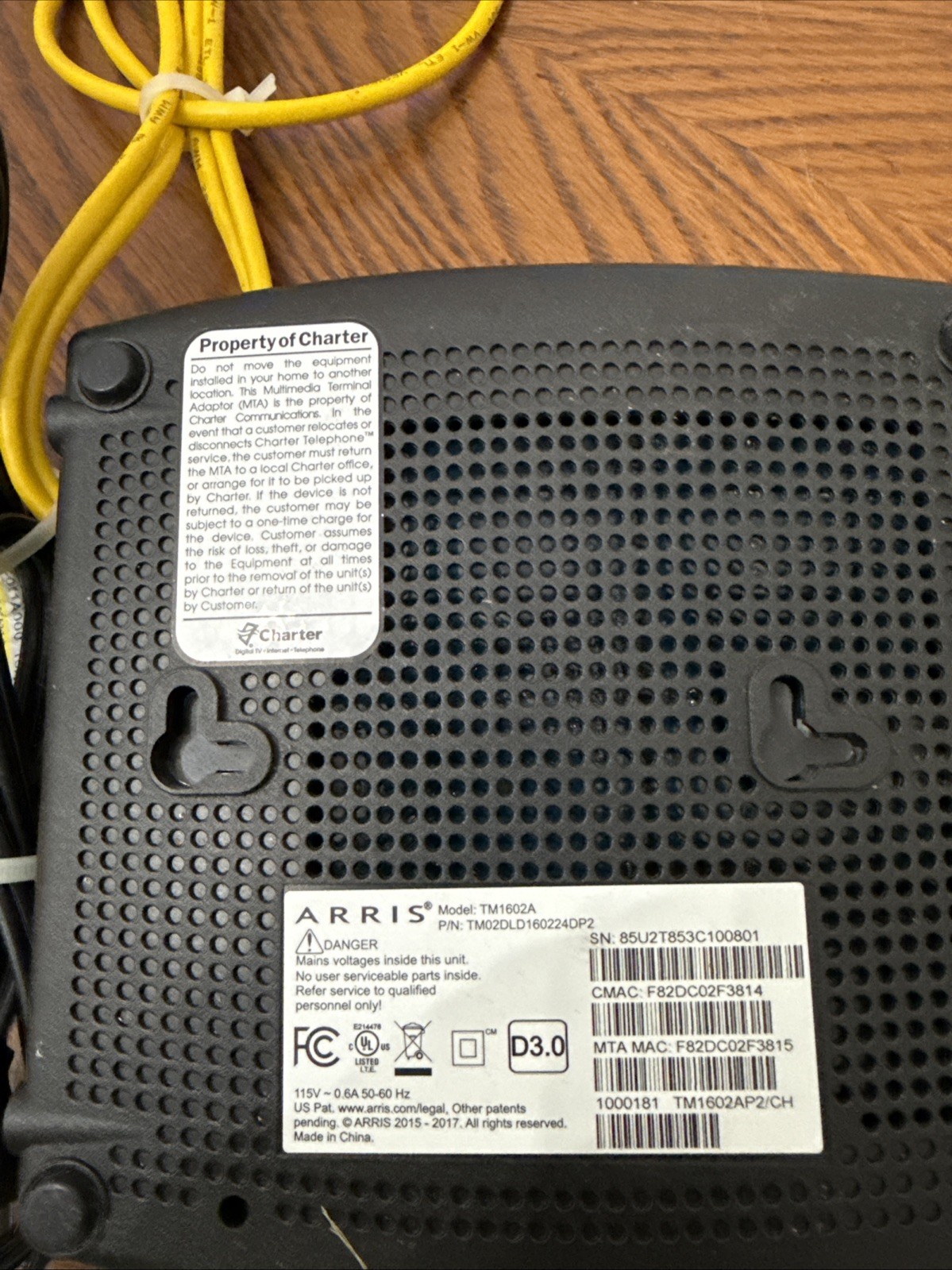 ARRIS Touchstone TM1602A DOCSIS 3.0 E-MTA
