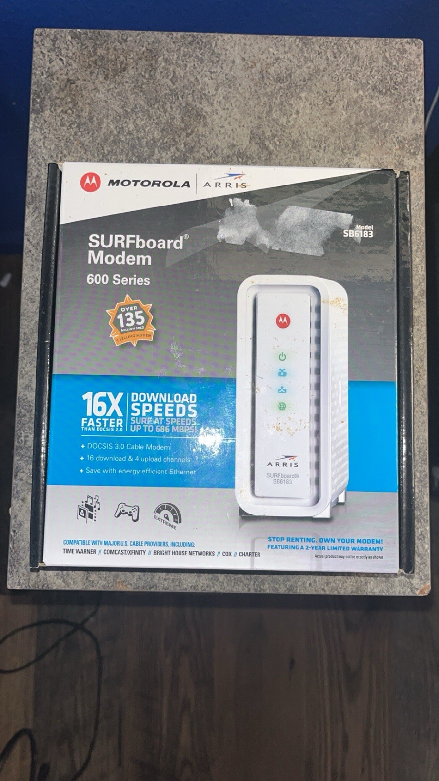 Motorola ARRIS SURFboard Modem 600 Series SB6183 DOCSIS 3.0 686Mbps Ethernet