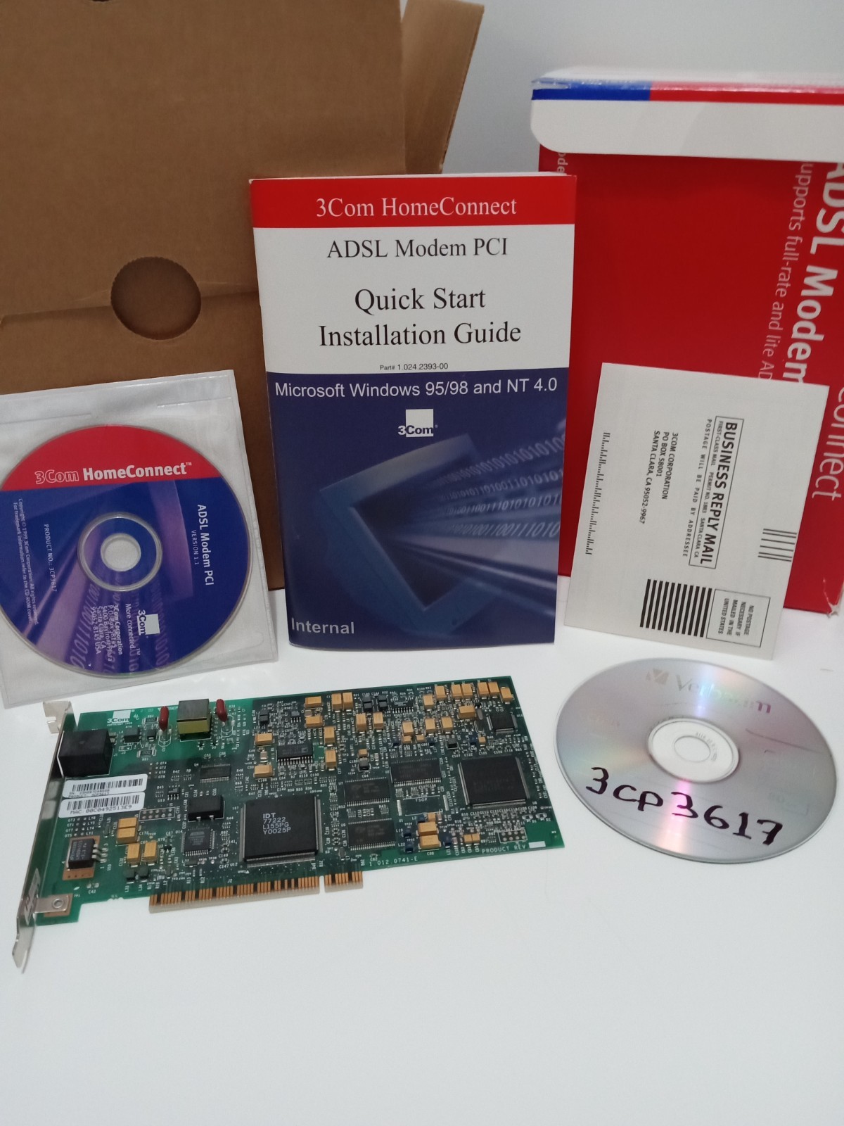 3Com HomeConnect ADSL Modem pci model 3CP3617 Please Read! used/open box/storage