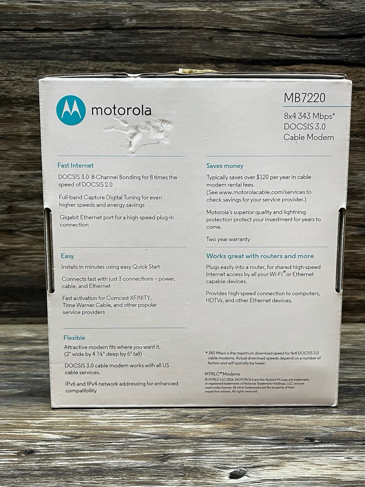 Motorola Model MB7220 8×4 DOCSIS 3.0 Cable Modem New Open Box Condition