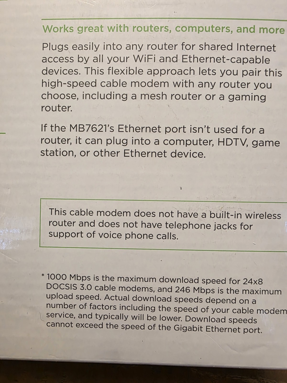 Motorola 24×8 Cable Modem MB7621-10 1000+ Mbps / Open Box
