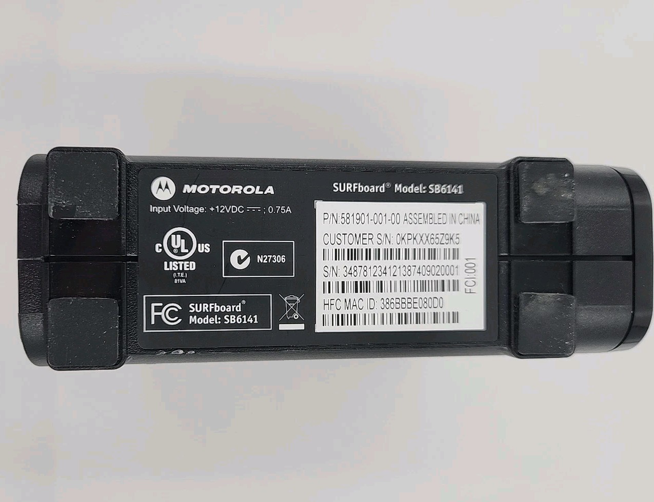 Motorola SURFboard SB6141 BLACK and AC Adaptor 1GHz LPF Tested & Works!