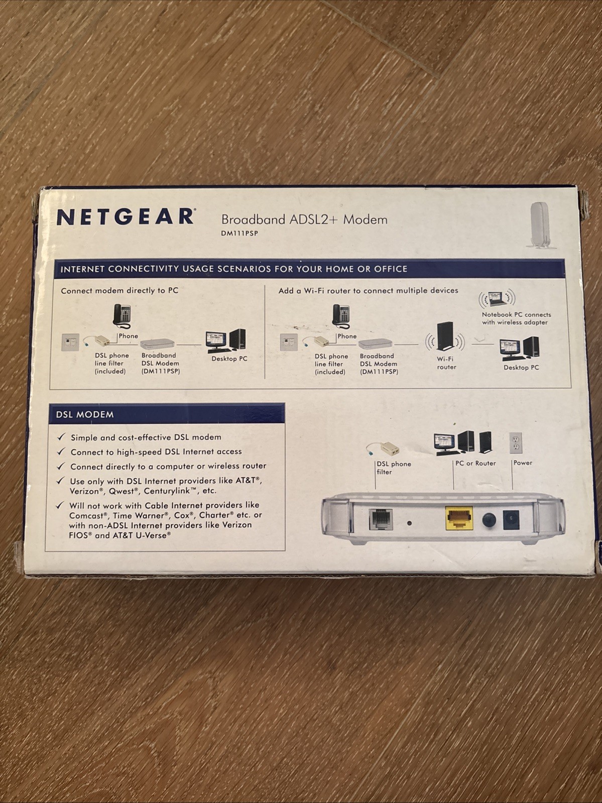 Netgear DSL Broadband , DM111PSP, ADSL2+ Modem All Cords And Installation Guide