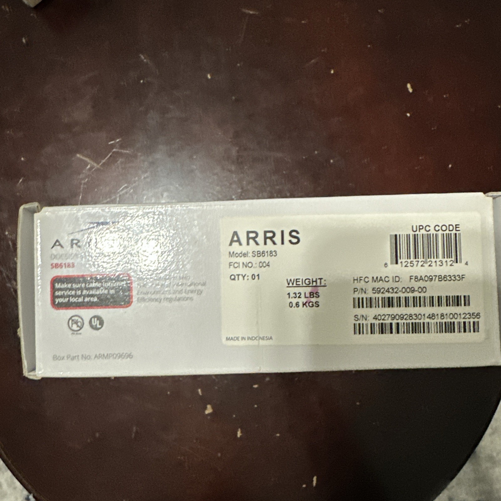 ARRIS SURFboard 16×4 DOCSIS 3.0 Wi-Fi Cable Modem, Model SB6183