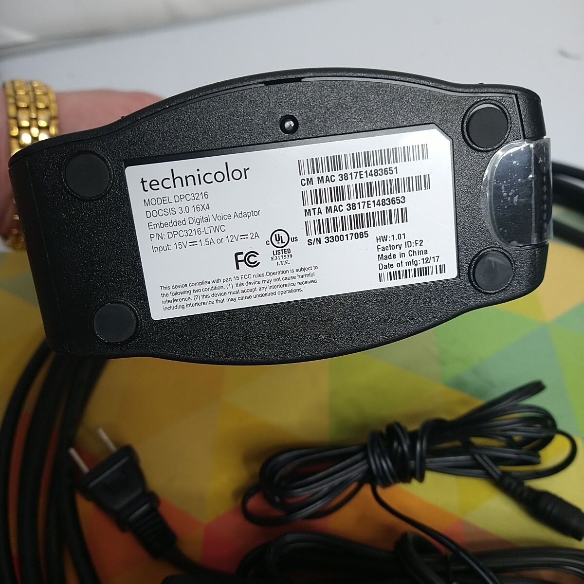 Technicolor/Cisco DPC3216 Cable Modem w/ Power cord & COAX Cable WORKING!