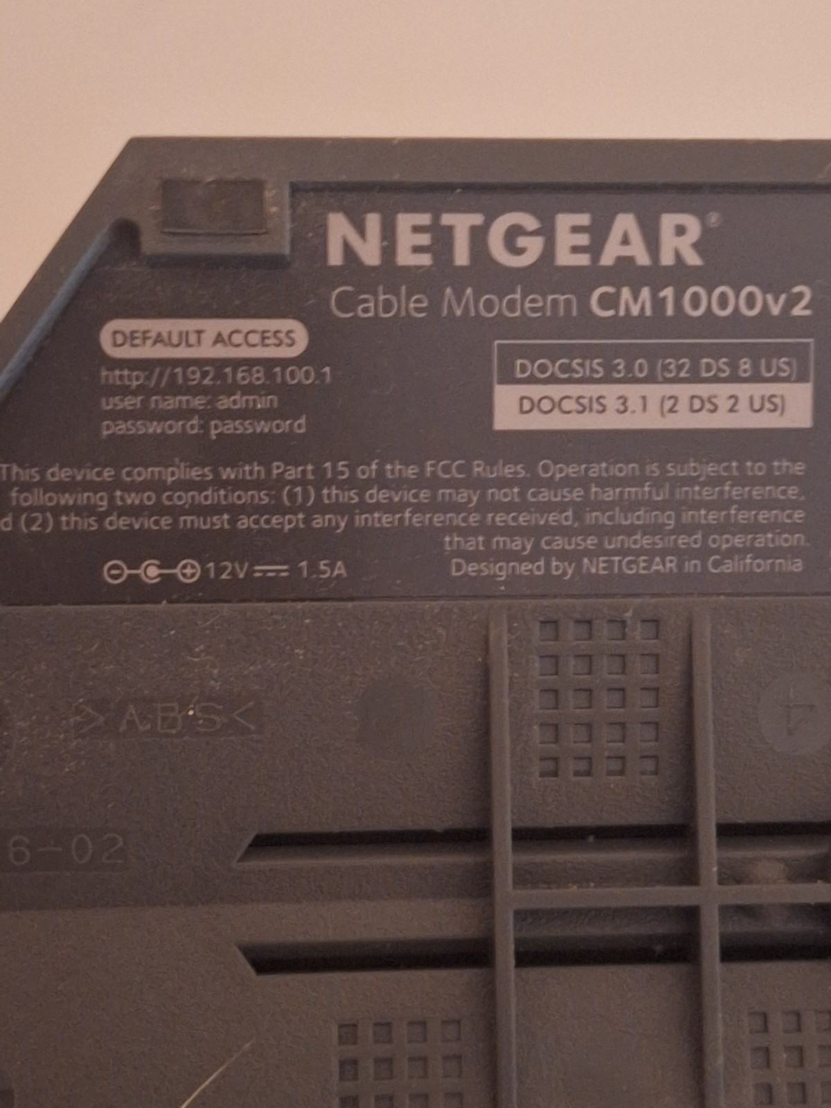 NETGEAR Cable Modem CM1000v2 DOCSIS 3.1 3.0. Tested. Works