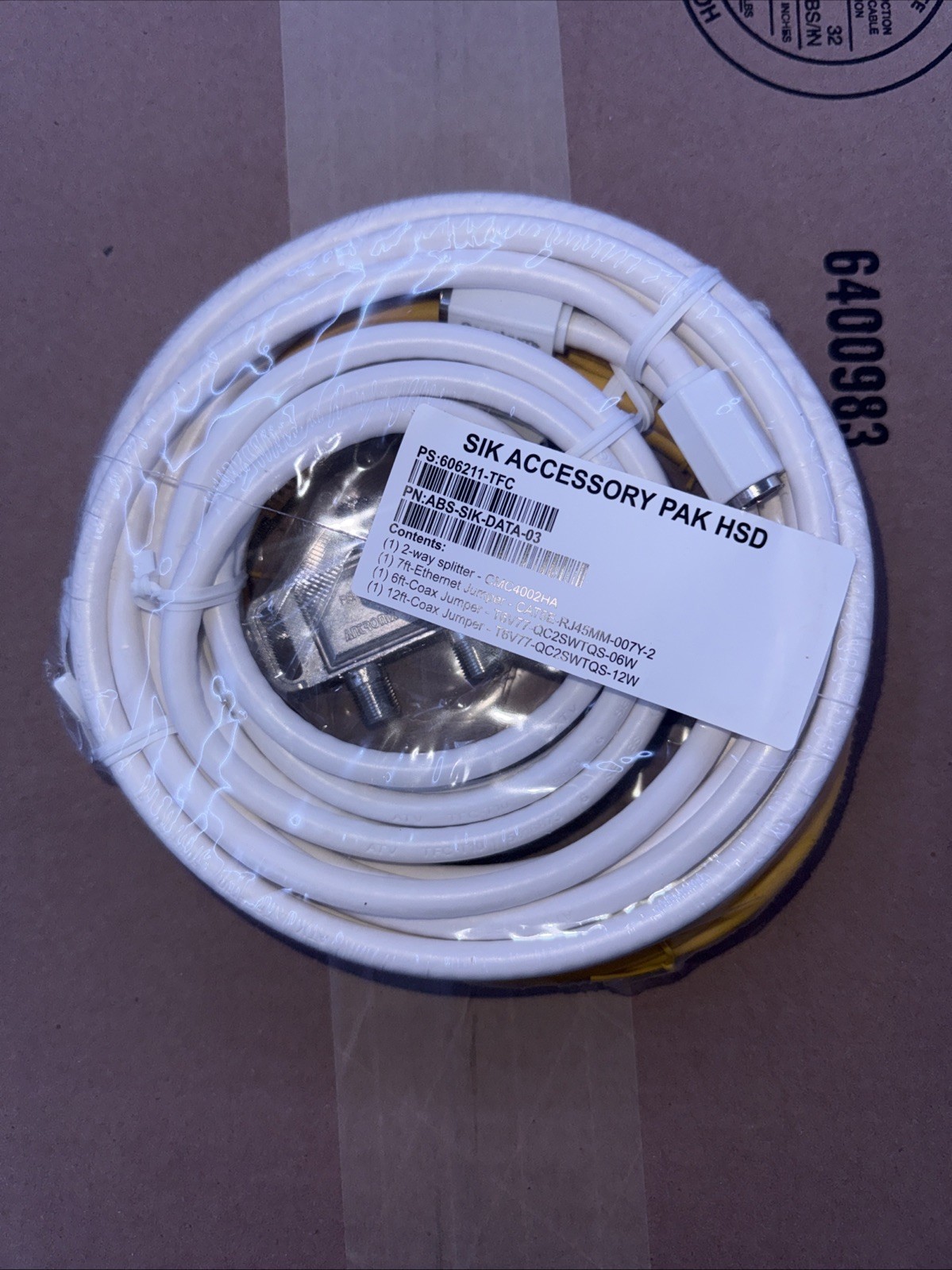 HSD Kit (1)12ft & (1)6ft Coax Jumpers (1)7ft Cat 5e Jumper (1)2 wayspliter