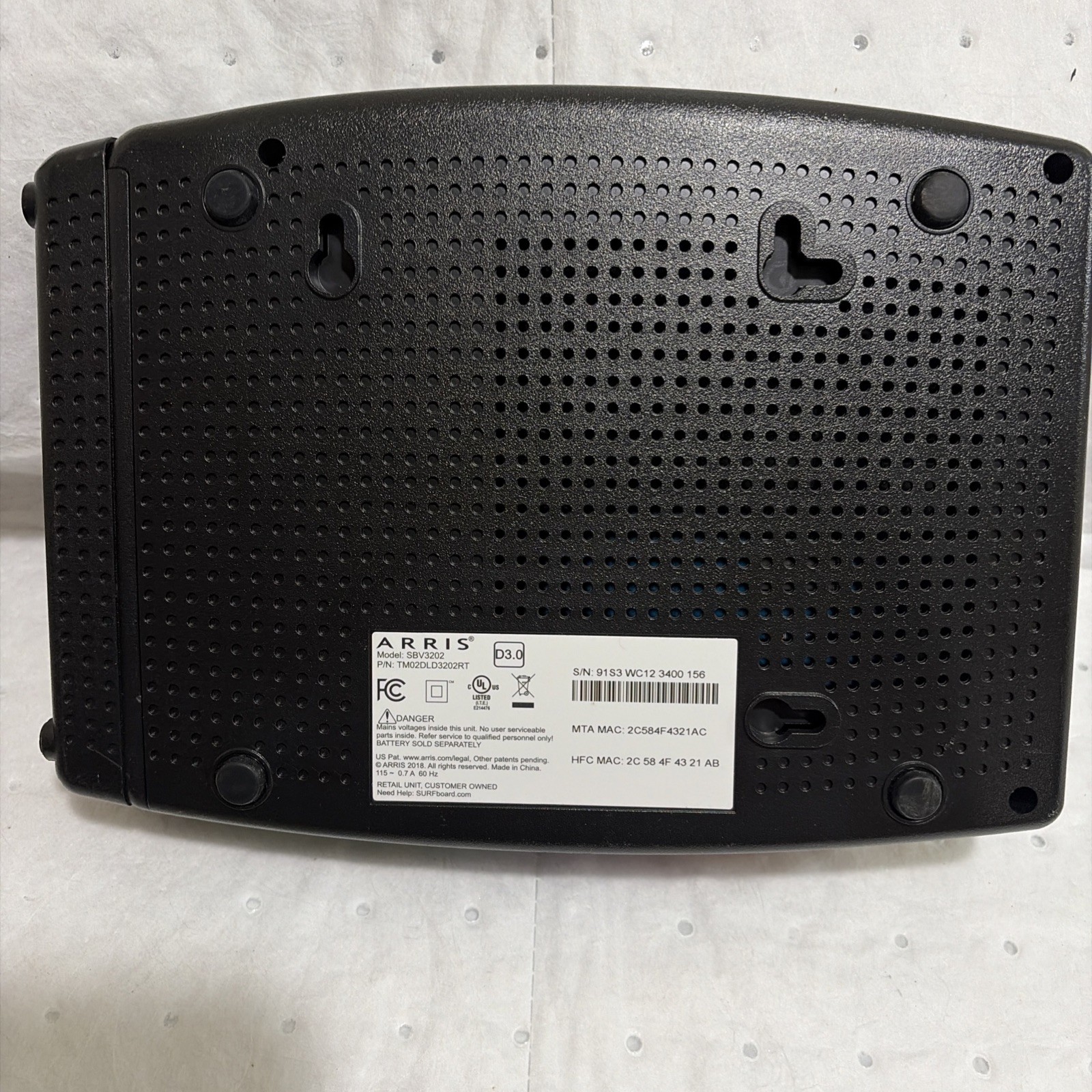 Modem ARRIS Surfboard SBV3202 DOCSIS 3.0 Cable Modem Comcast Xfinity (TESTED)