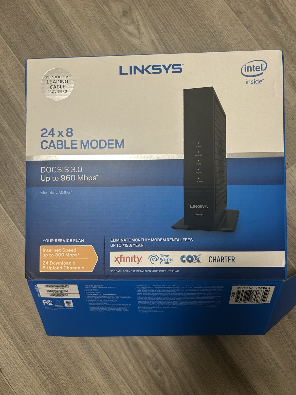 Linksys CM3024 DOCSIS 3.0 24×8 Cable Modem 960 Mbps Intel Inside Black