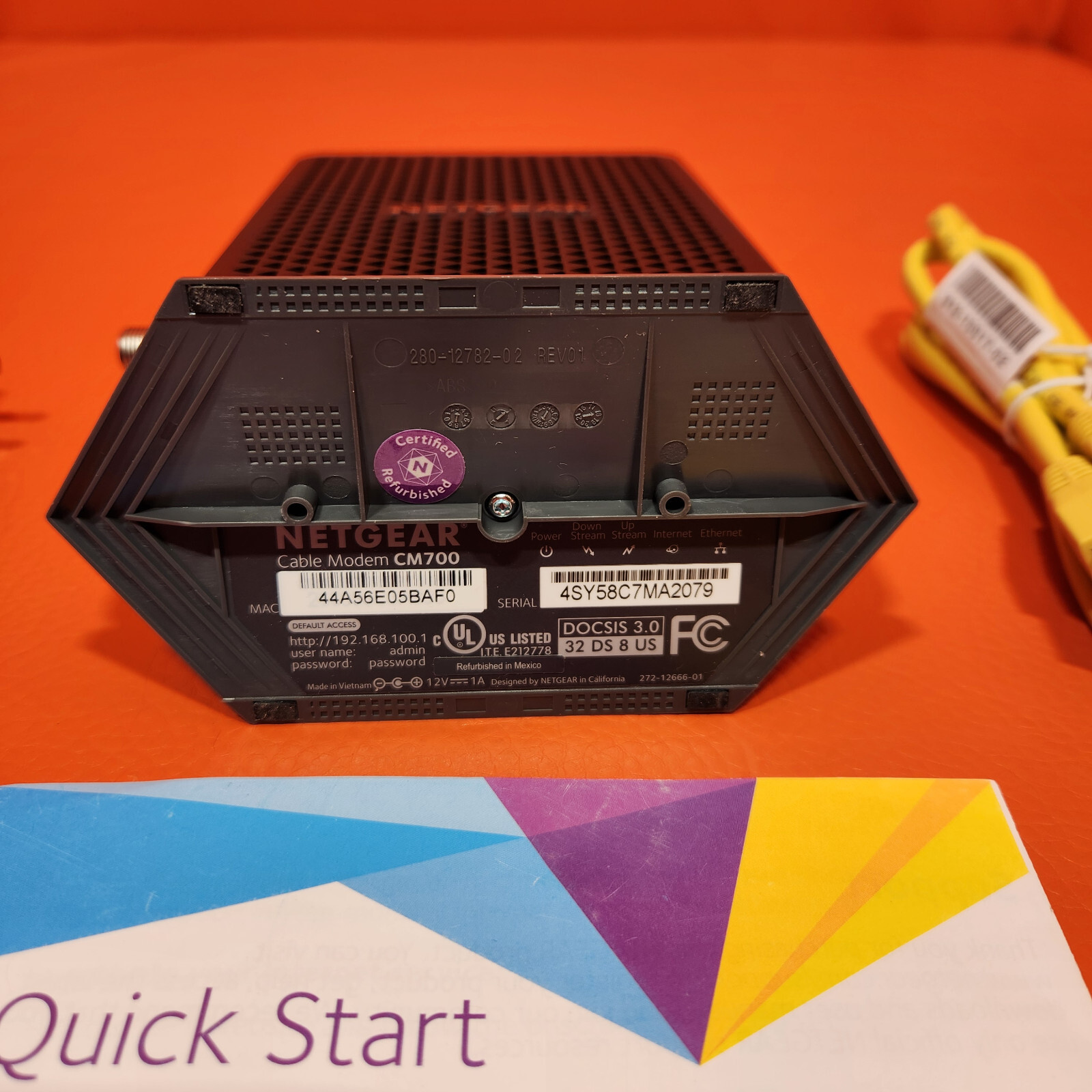 Netgear High Speed Coaxial Cable Modem DOCSIS 3.0 Model CM700-100NAR Refurb Unit