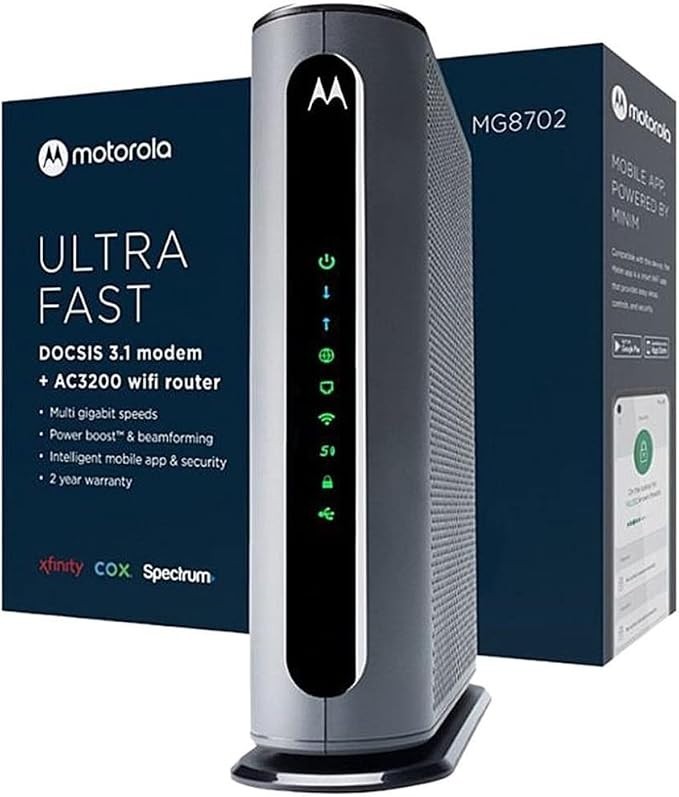Motorola MG8702 DOCSIS 3.1 Cable Modem + AC3200 Dual Band Wi-Fi Router