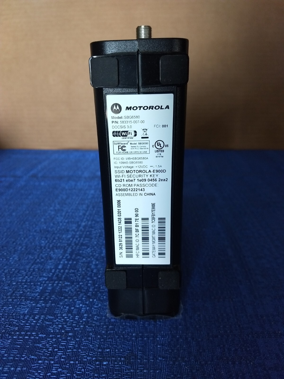 Motorola Surfboard Docsis 3.0 Cable Modem/Router SBG6580