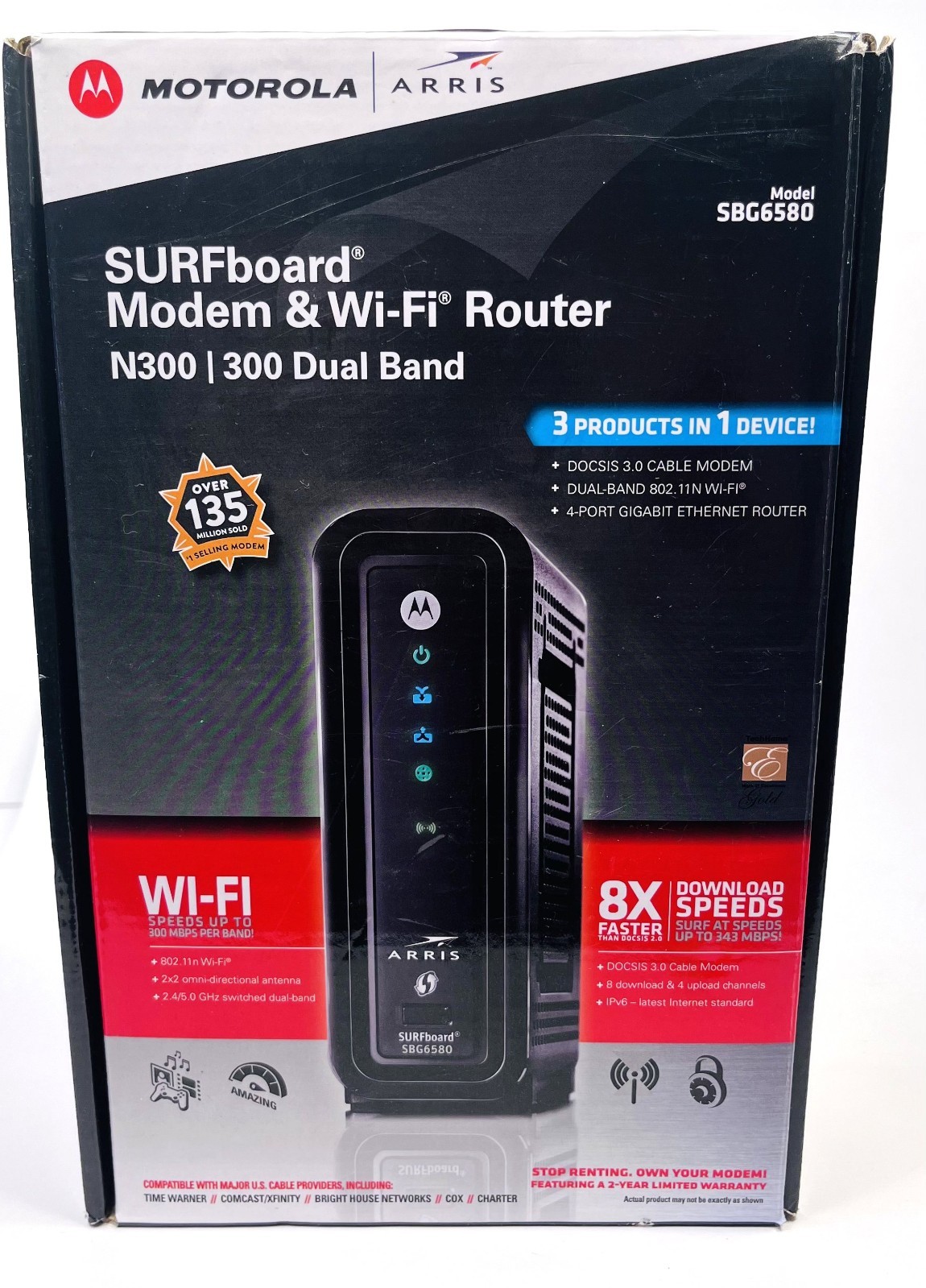 Motorola ARRIS SURFboard SBG6580 DOCSIS 3.0 Cable Modem Wi-Fi Router