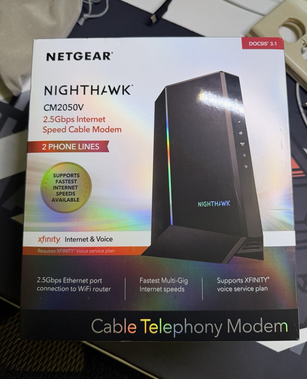 NETGEAR Nighthawk CM2050V DOCSIS 3.1 2.5Gbps Cable Modem, 2 Lines Xfinity