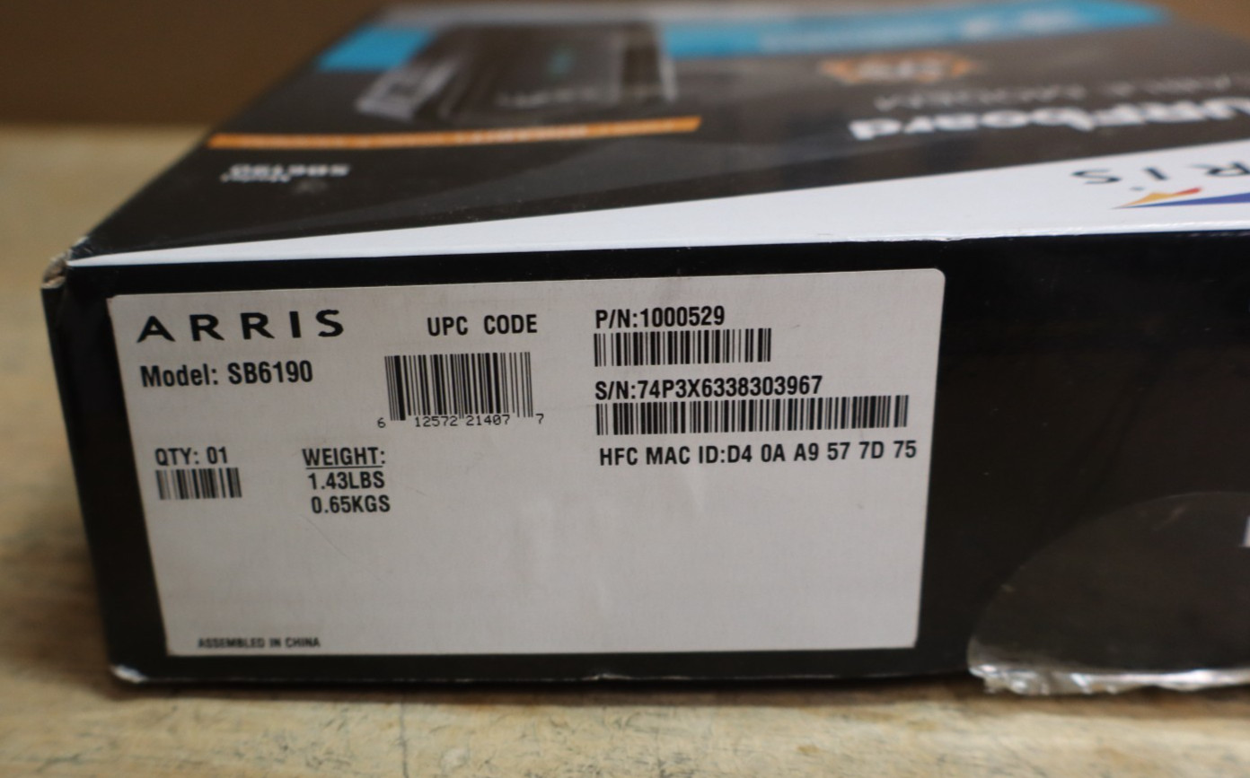ARRIS SURFboard DOCSIS 3.0 Cable Modem – SB6190 Black New in Open Box