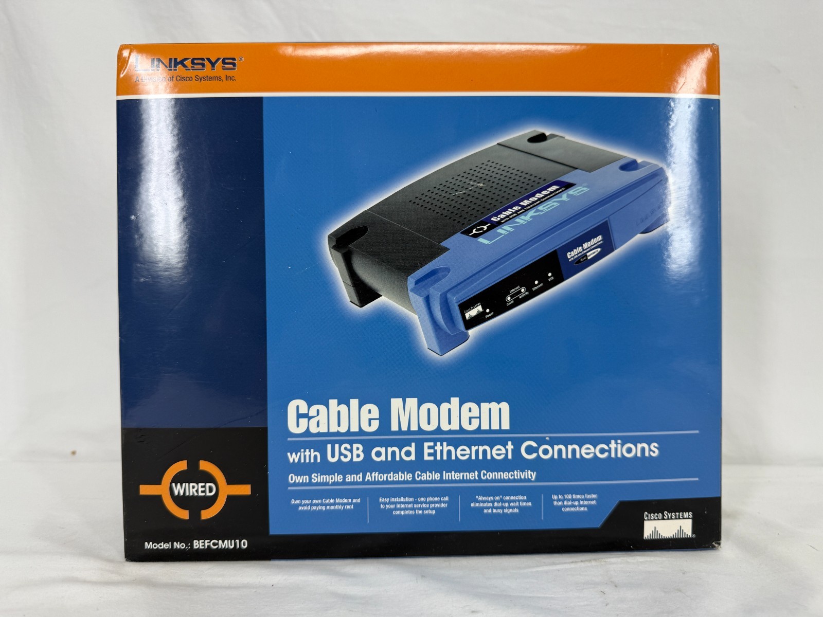 Linksys Cable Modem with USB & Ethernet Connections Model BEFCMU10