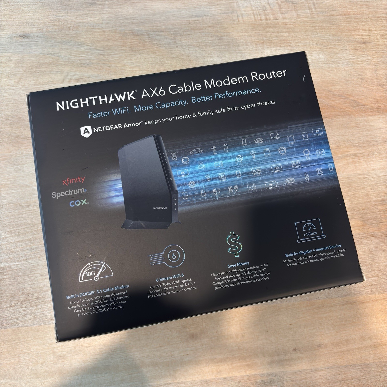 NETGEAR Nighthawk Wifi Cable Modem Router Cable Gateway DOCSIS 3.1 AX2700 NEW