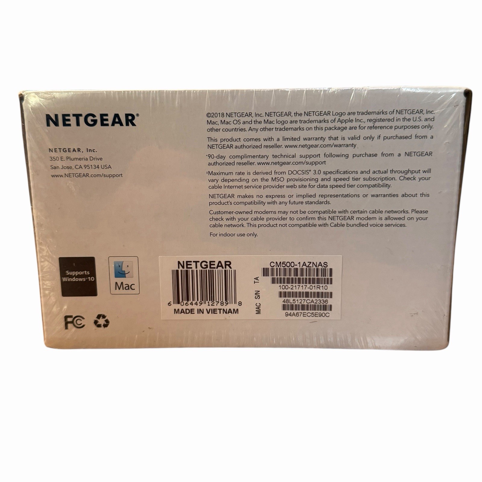 NEW/SEALED! NETGEAR CM500 (CM500-100NAS) Black