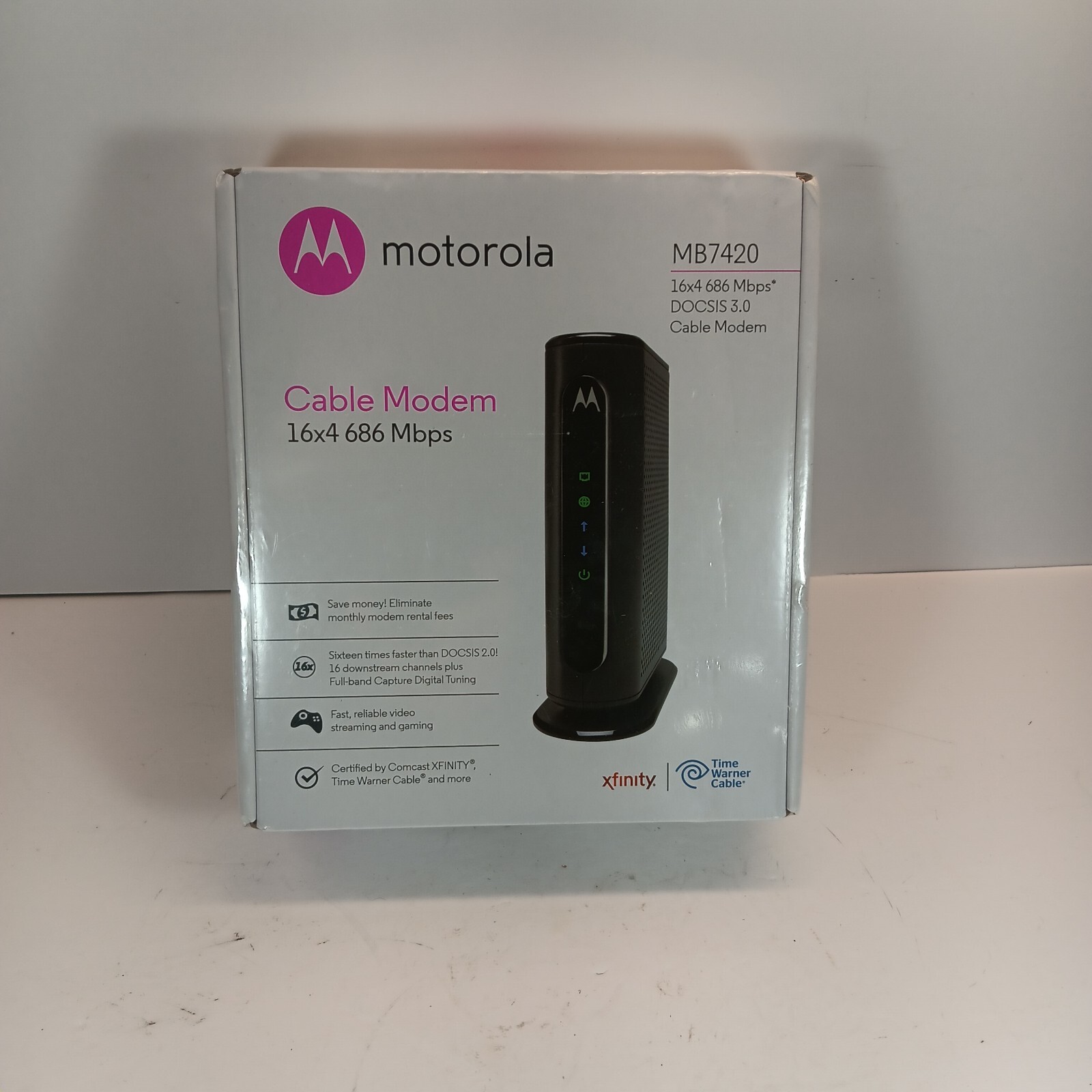 MOTOROLA 16×4 Cable Modem MB7420 / 686 Mbps DOCSIS 3.0 – Brand New Factory Seal
