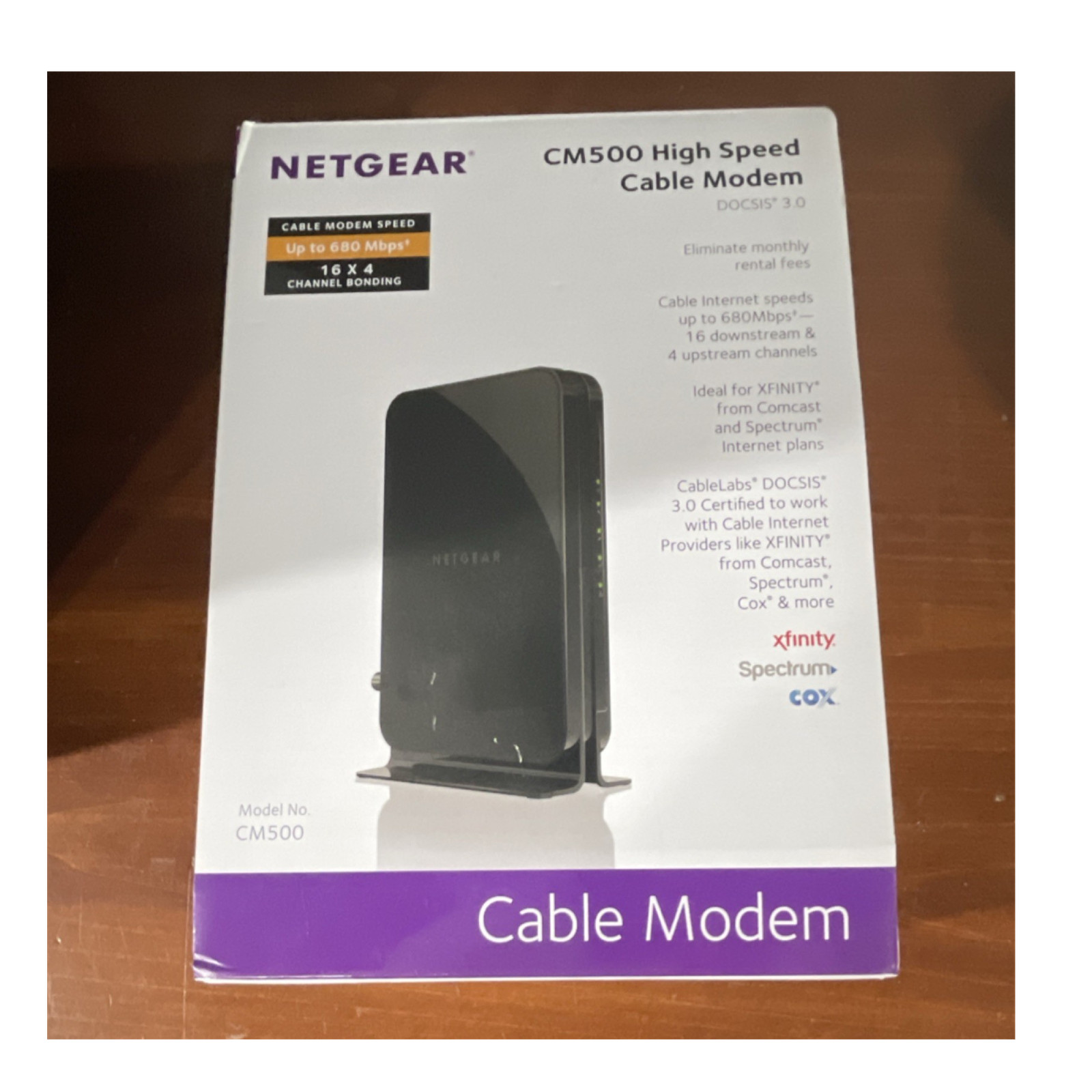 NETGEAR CM500 DOCSIS 3.0 Cable Modem 680 Mbps 1x Gigabit Ethernet
