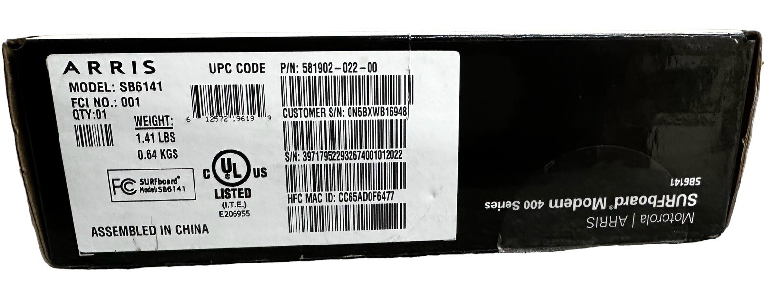 Motorola Arris SURFboard Modem 400 Series Model SB6141 343mbps DOCSIS 3.0