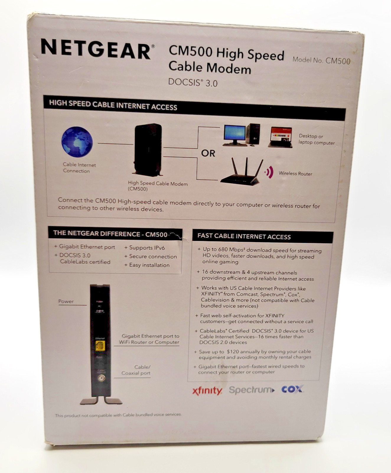 Netgear CM500 DOCSIS 3.0 High Speed Cable Modem, CM500-100NAS Tested