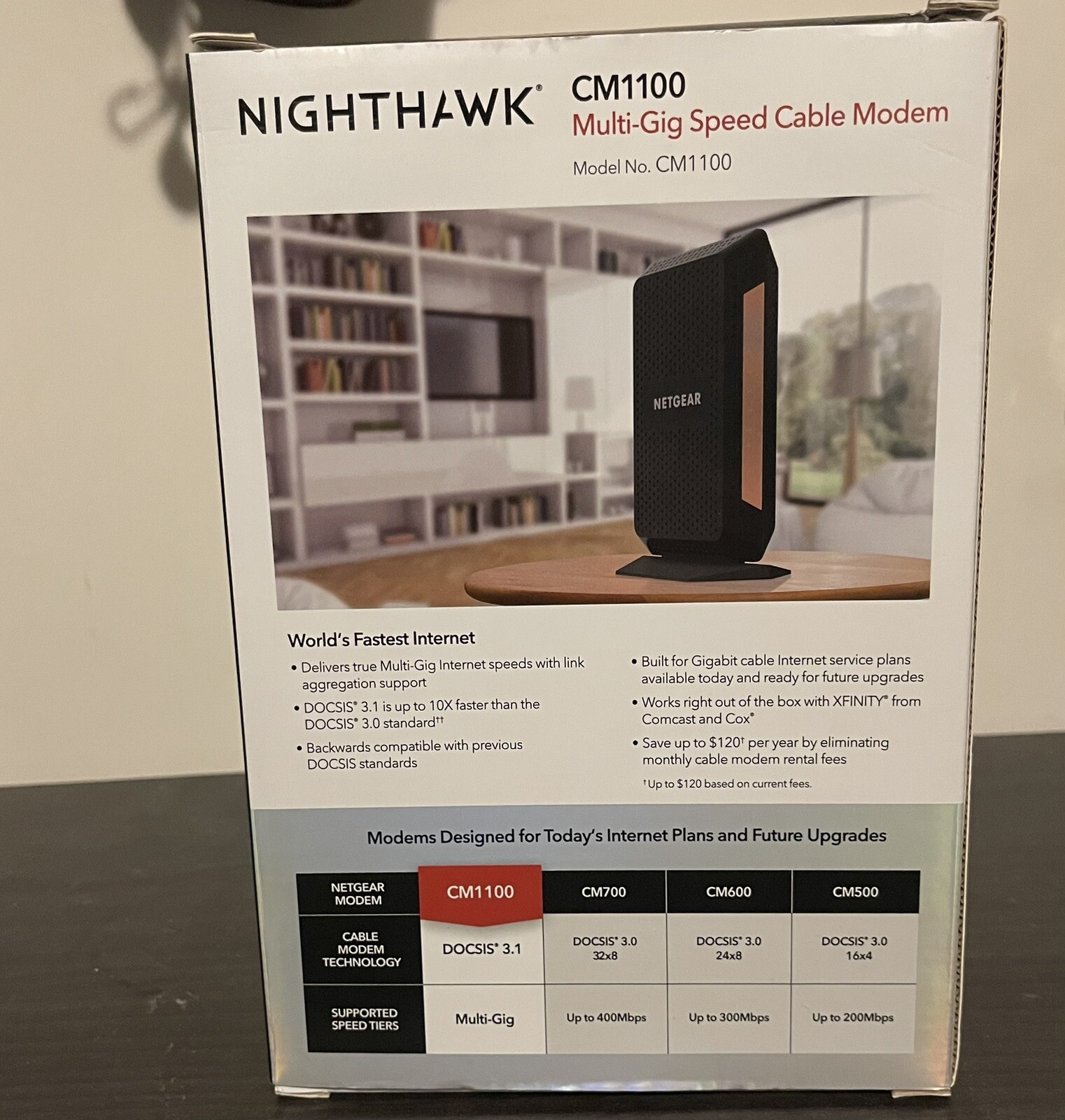 Netgear CM1100 DOCSIS 3.1 Multi-Gig Cable Modem (Supports Link Aggregation)