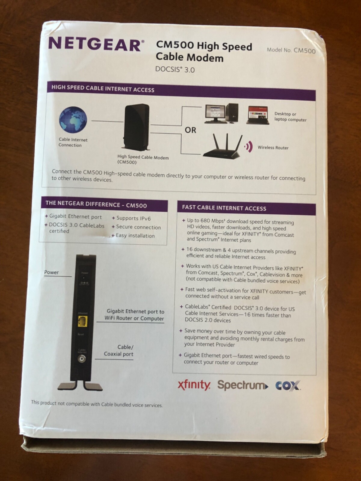 NETGEAR Router CM500 (CM500100NAS) 680 Mbps – Black