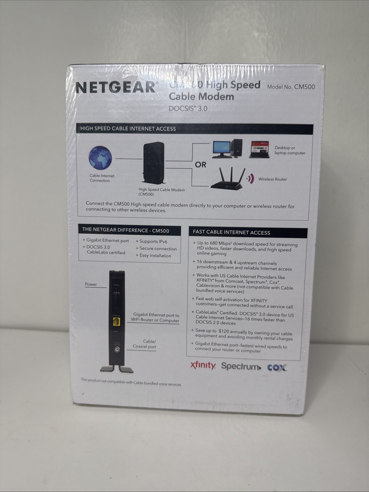 NEW ~ NETGEAR CM500 High Speed Cable Modem, DOCSIS 3.0 Xfinity, Cox, Spectrum