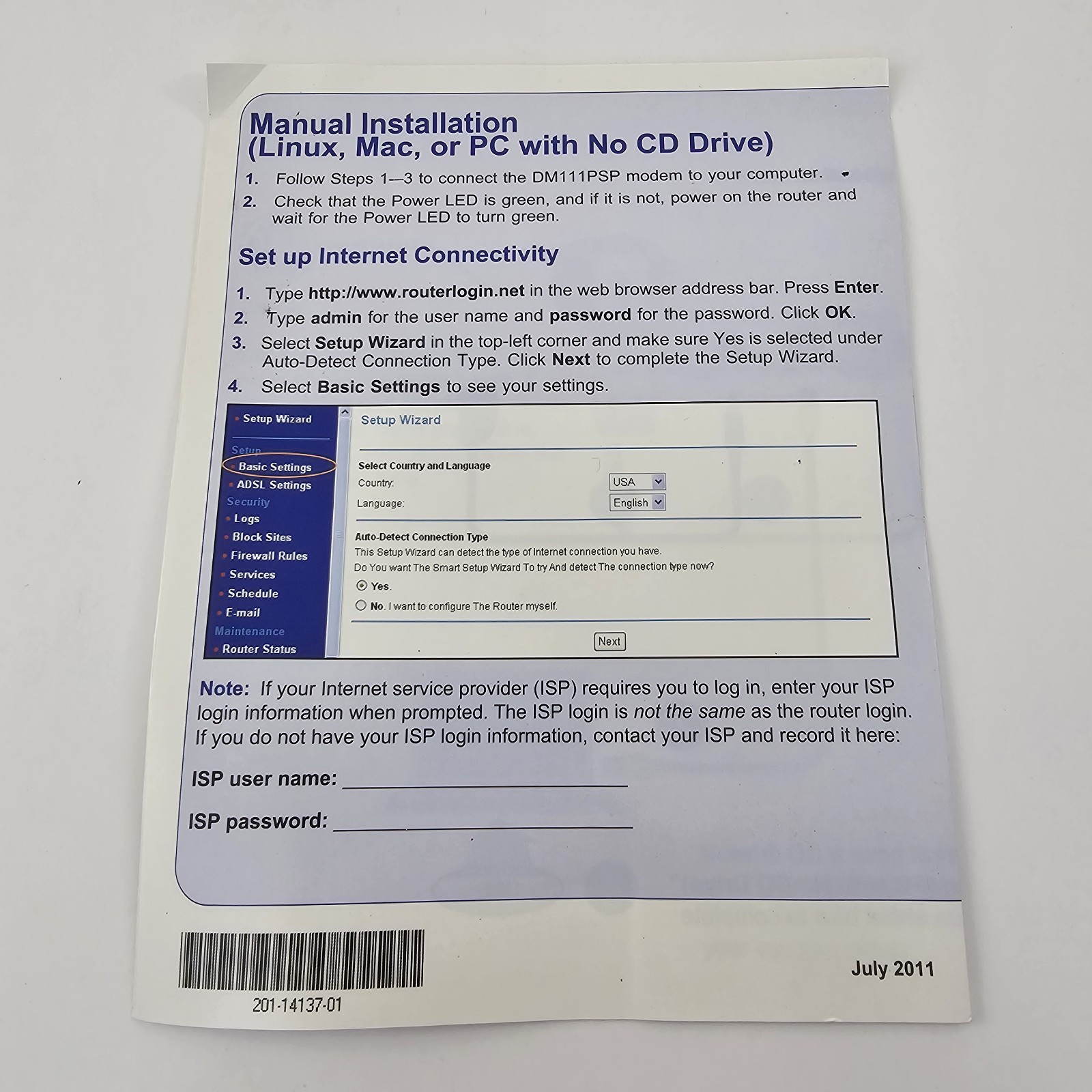 Netgear DM111PSP-100NAS ADSL2+ Wired Modem Single Ethernet Port, DSL Broadband