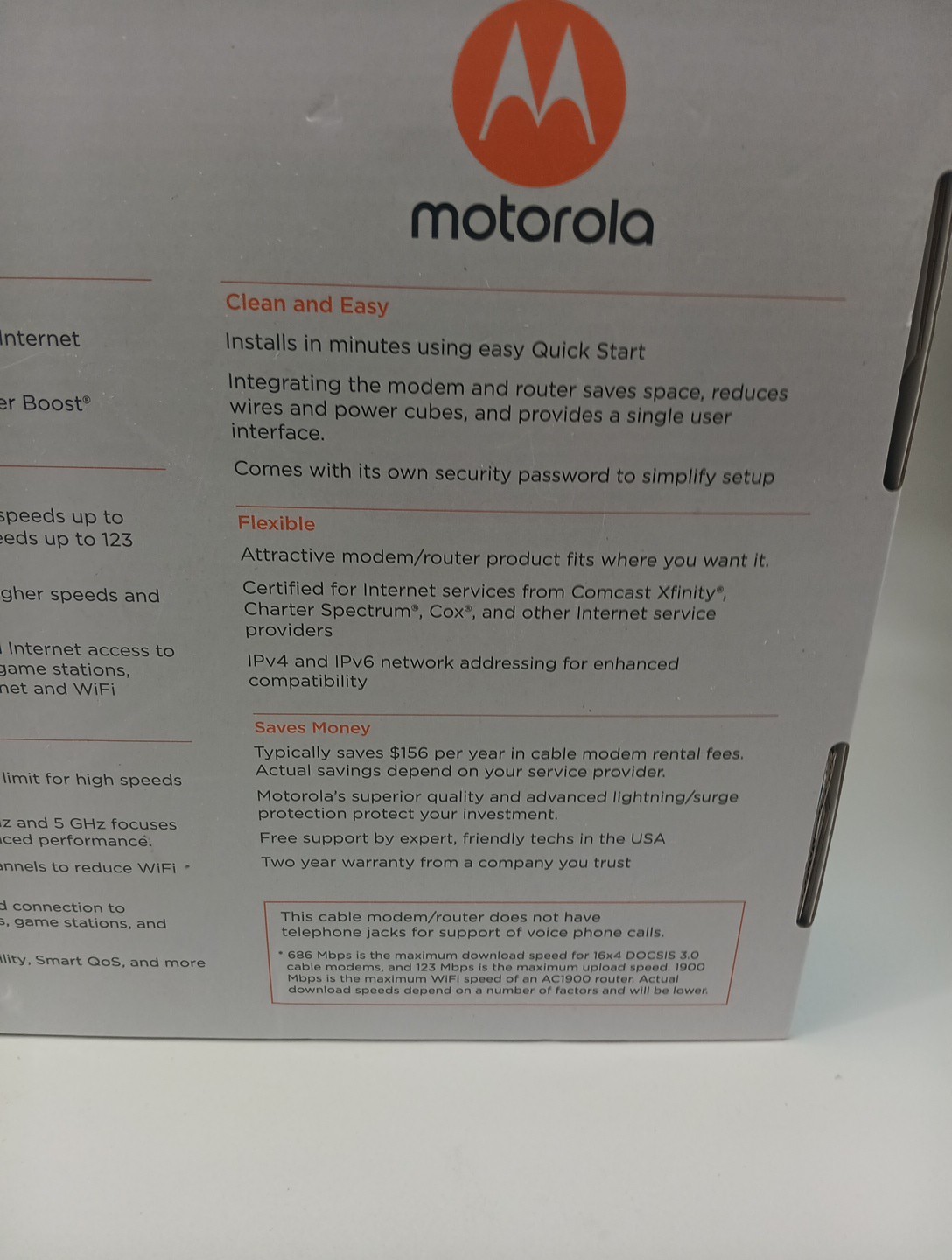 Motorola MG7550 Dual Band AC1900 Cable Modem and Wi-Fi Gigabit Router