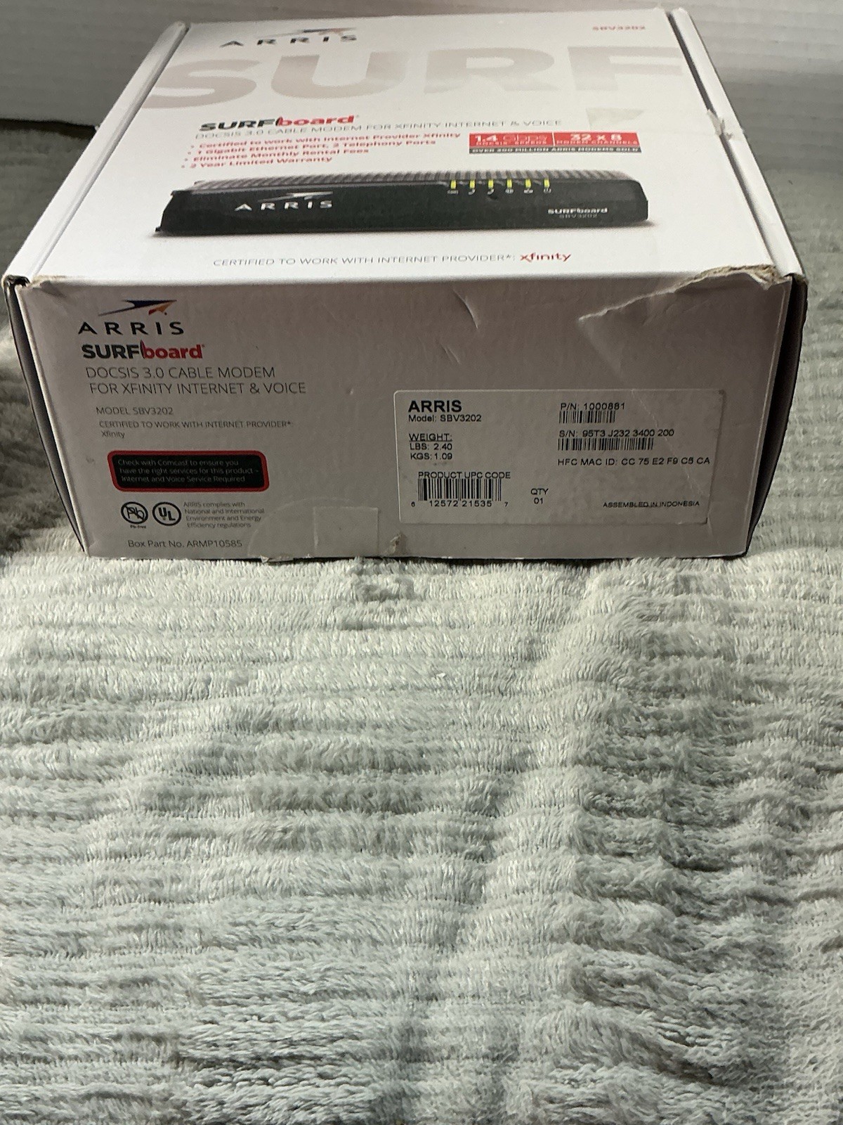 ARRIS SURFboard SBV3202 DOCSIS 3.0 Cable Modem Xfinity Voice Tested Works
